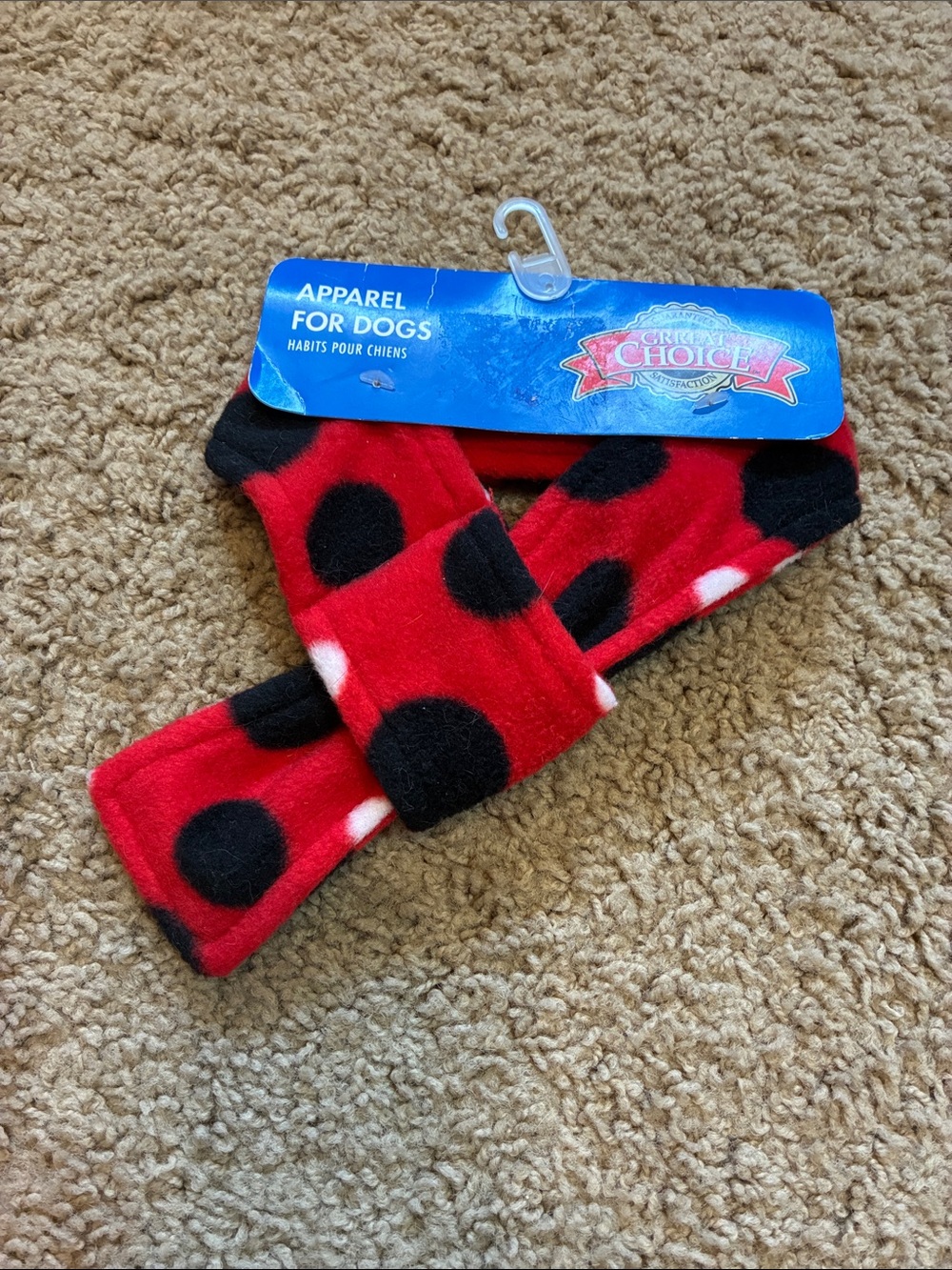 Choice Brand Dogs Red Polka Dot Hat Scarf